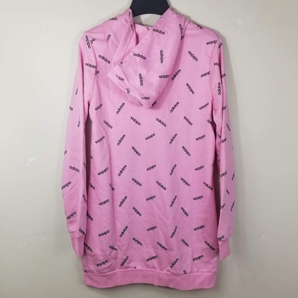 ADIDAS All Over Logo Print Long Pullover Hoodie - Picture 8 of 8